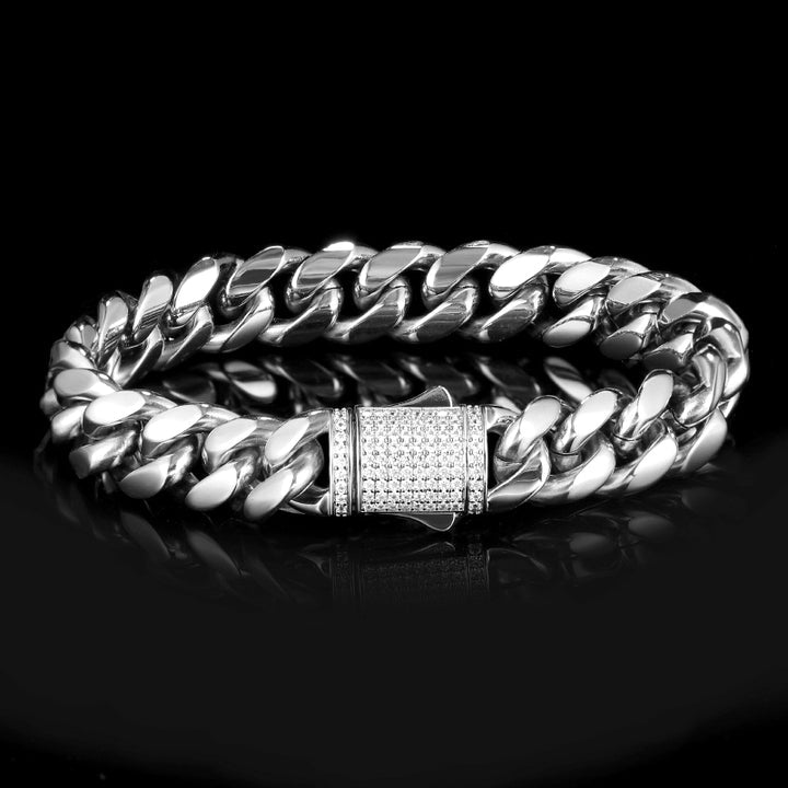 12MM 14K Gold Plated Iced Out Clasp Miami Cuban Link Bracelet TRIPOD JEWELRY