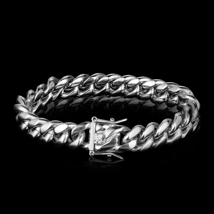 12MM 14K Gold Plated Miami Cuban Link Bracelet TRIPOD JEWELRY