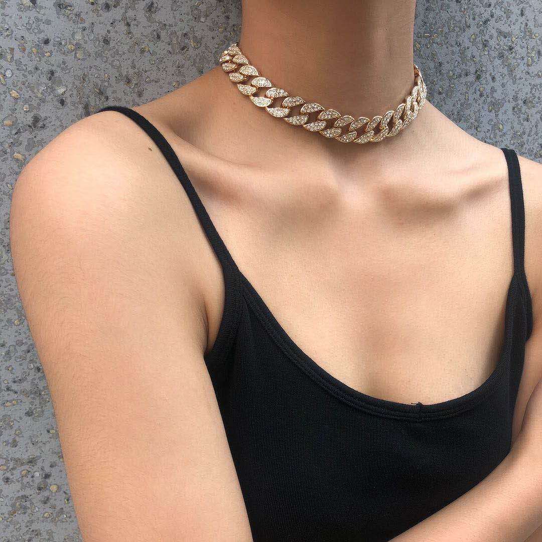 12MM 18K/White Gold Hip Hop Iced Out Cuban Link Chain Necklace TRIPOD JEWELRY