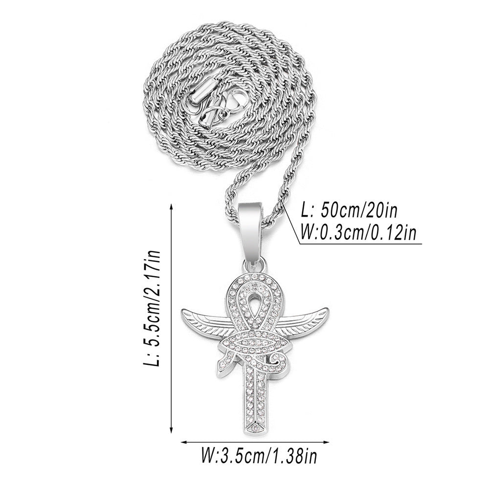 18K/White Gold Eye of Horus Cross Pendant TRIPOD JEWELRY