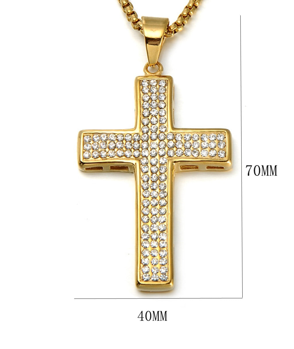 18K Gold Iced Out Cross Pendant TRIPOD JEWELRY