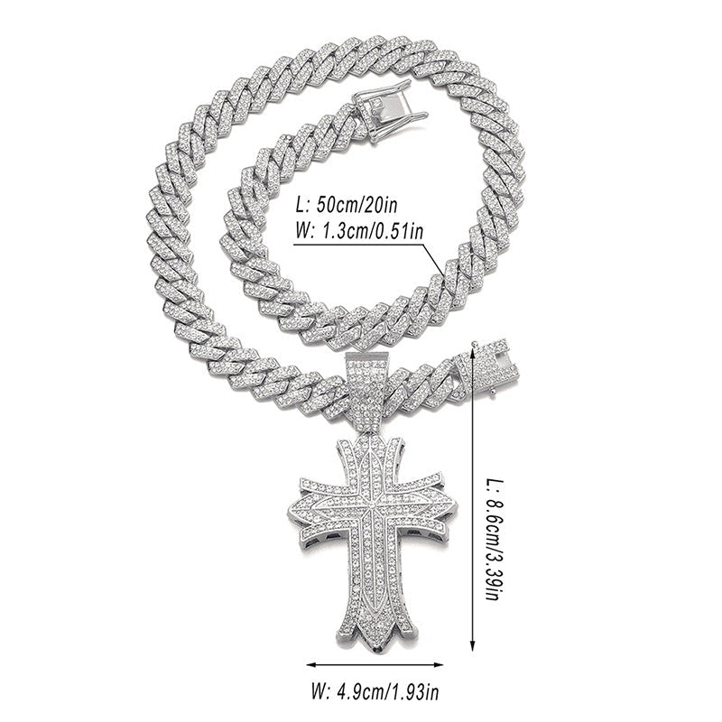 18K/White Gold Iced Out Cross Pendant TRIPOD JEWELRY