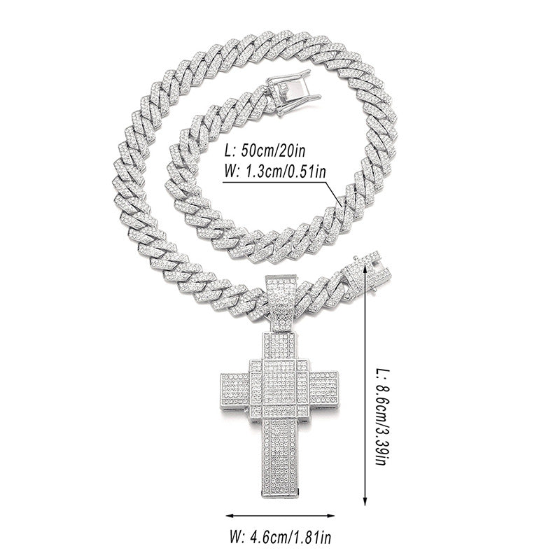 18K/White Gold Iced Out Cross Pendant TRIPOD JEWELRY