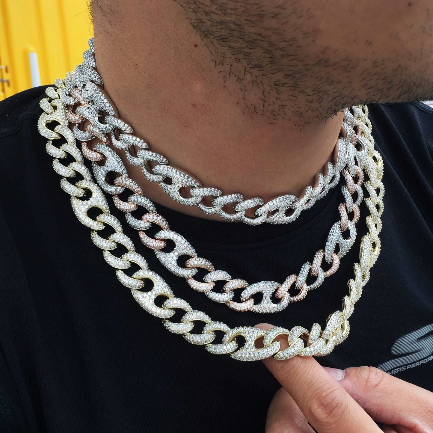 15MM White Gold Plated Iced Out Cuban Link Chain