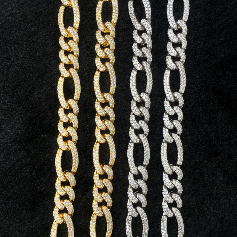 Hip Hop 12MM 18K Gold Plated Bling Iced Out Figaro link Chain Necklace - Tripodjewelry