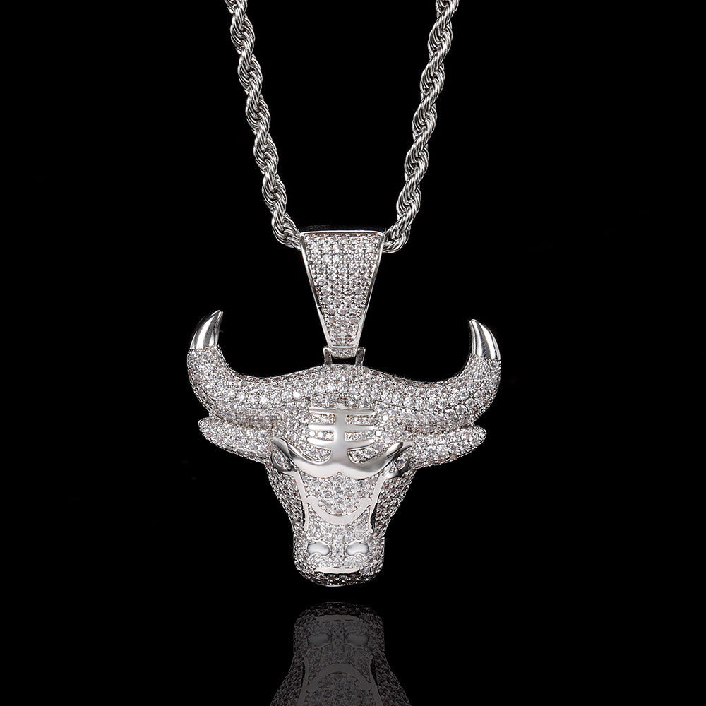 18K/White Gold Bull's Head Pendant TRIPOD JEWELRY