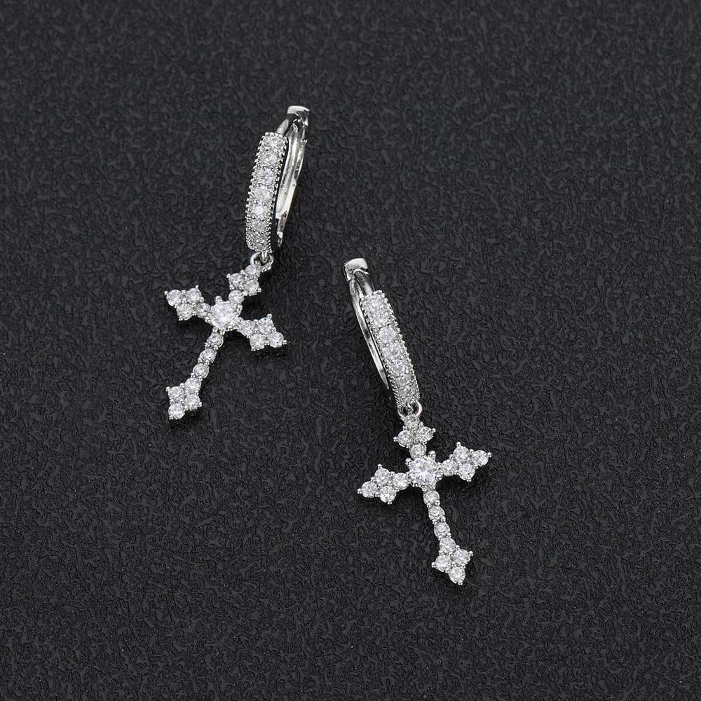 14K/White Gold Cross Earring TRIPOD JEWELRY