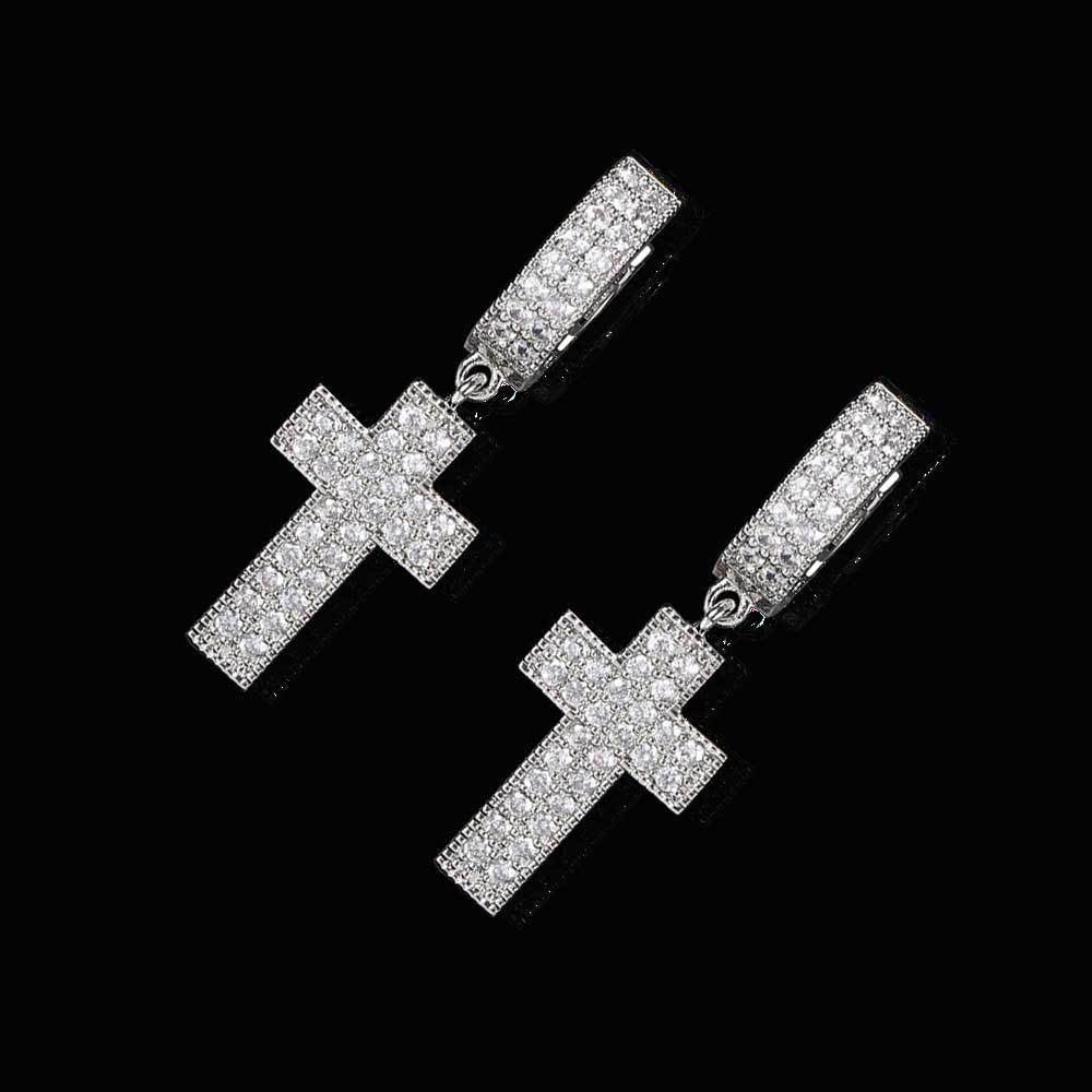 14K/White Gold Cross Earrings TRIPOD JEWELRY