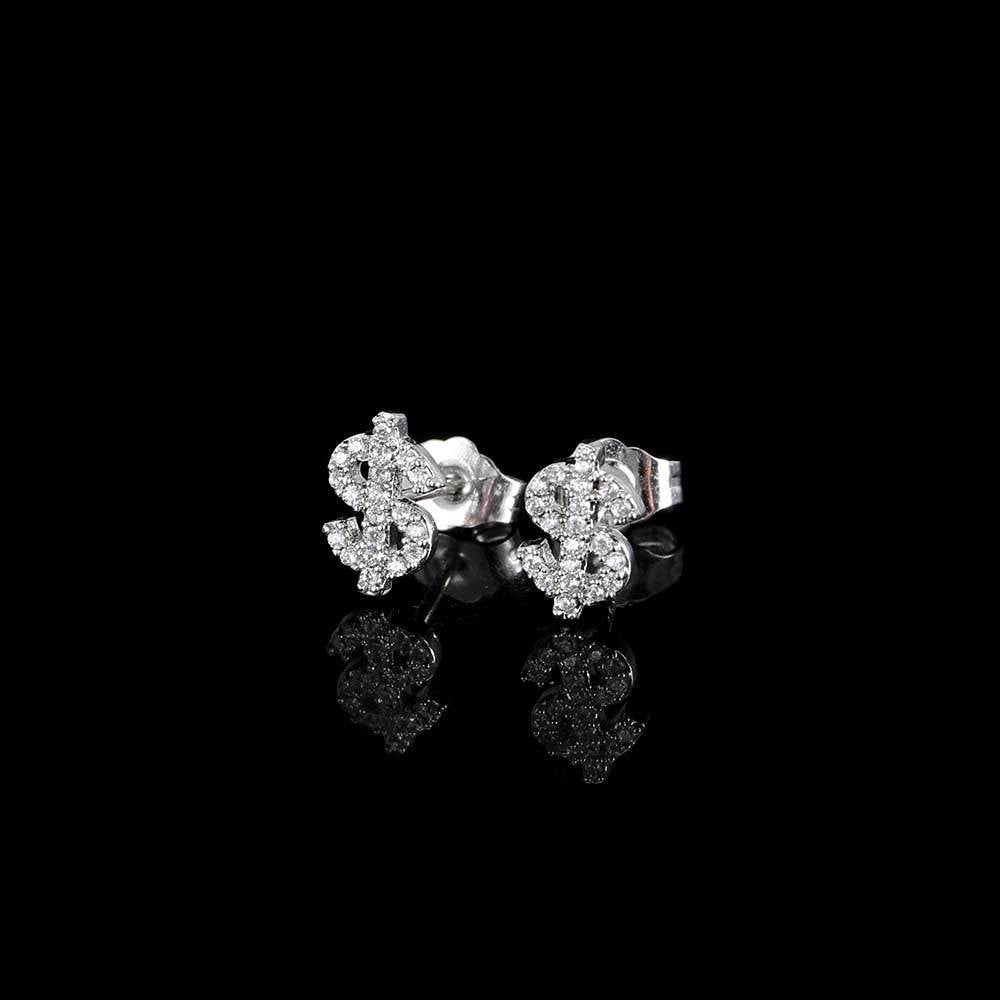 14K/White Gold dollar Symbol Earring TRIPOD JEWELRY