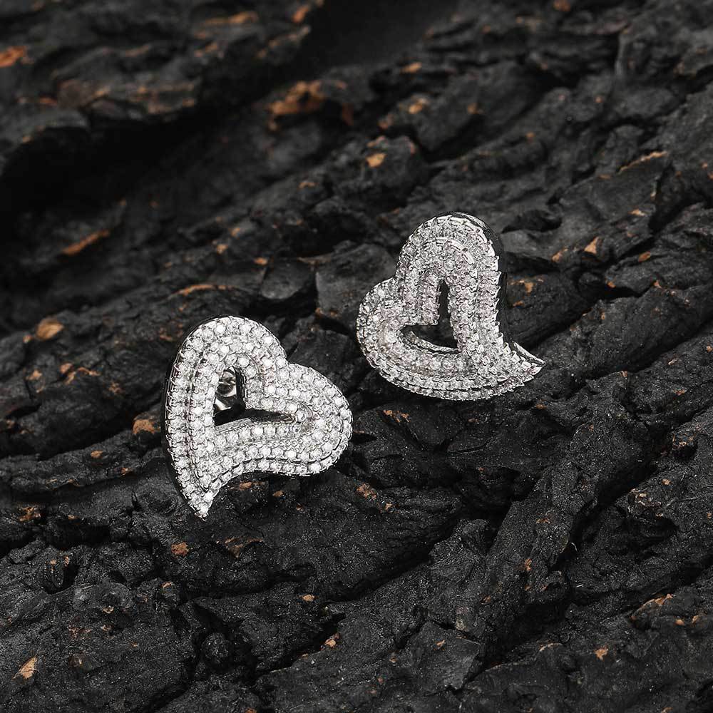 14K/White Gold Heart-Shaped Earrings TRIPOD JEWELRY