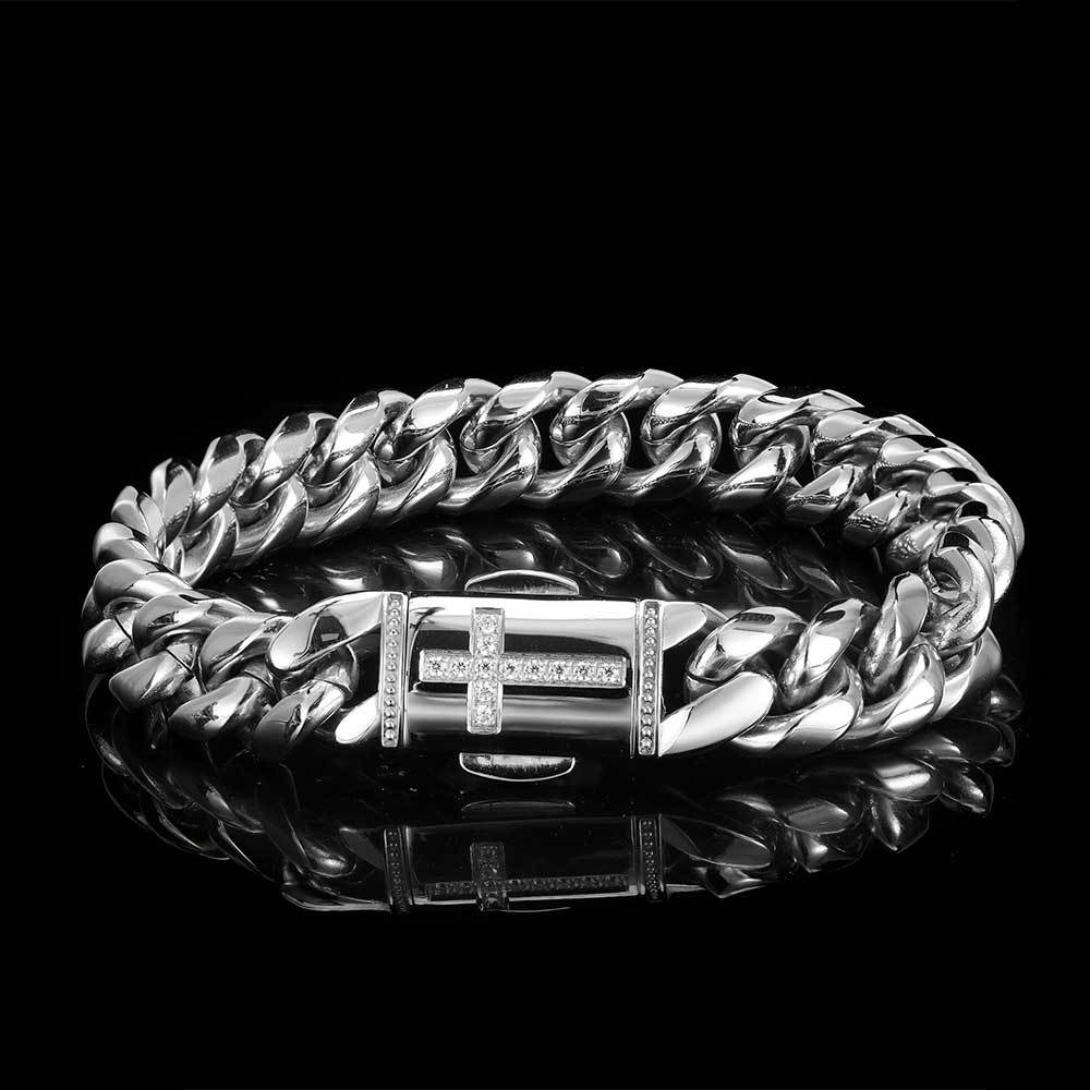 12MM 18K/White Gold Miami Cuban Link Bracelet TRIPOD JEWELRY