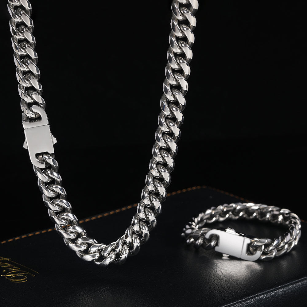 6/8/10/12MM White Gold Smooth Clasp Miami Cuban Link Chain Necklace TRIPOD JEWELRY
