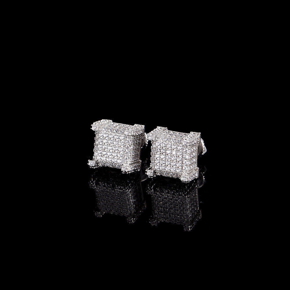 14K/White Gold Square Earring TRIPOD JEWELRY
