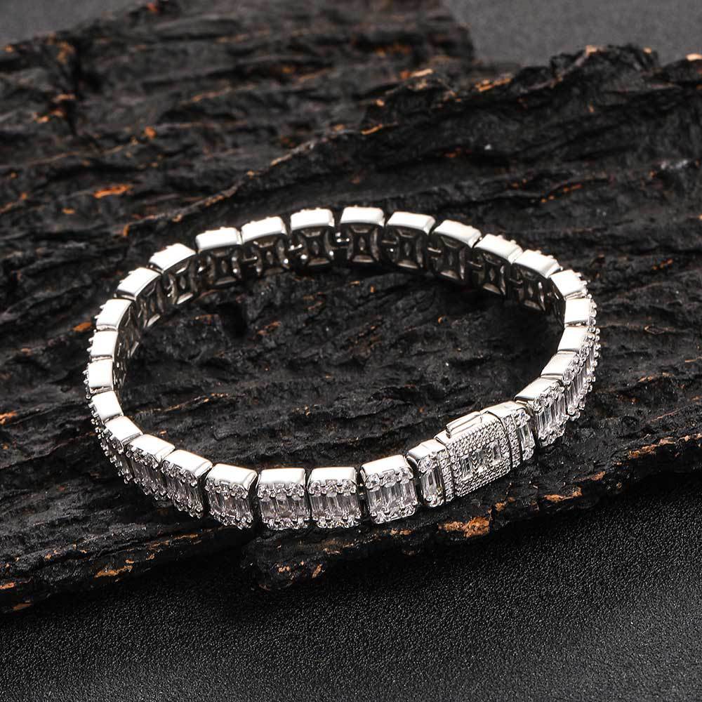 8MM 18K/White Gold Zircon Tennis Chain Bracelet TRIPOD JEWELRY