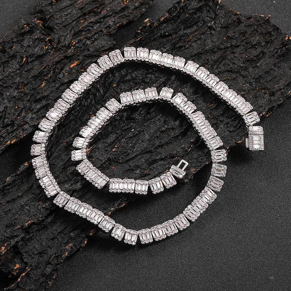 8MM 18K/White Gold Zircon Tennis Chain Necklace TRIPOD JEWELRY