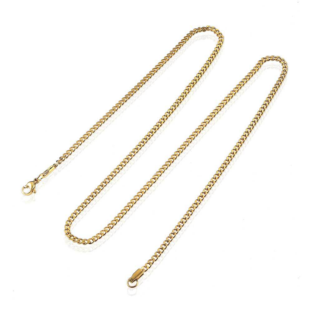 3MM 18k/White Gold Miami Cuban Link Chain Necklace TRIPOD JEWELRY