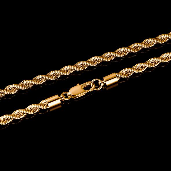 3mm 14k Gold Rope Chain Necklace Tripodjewelry