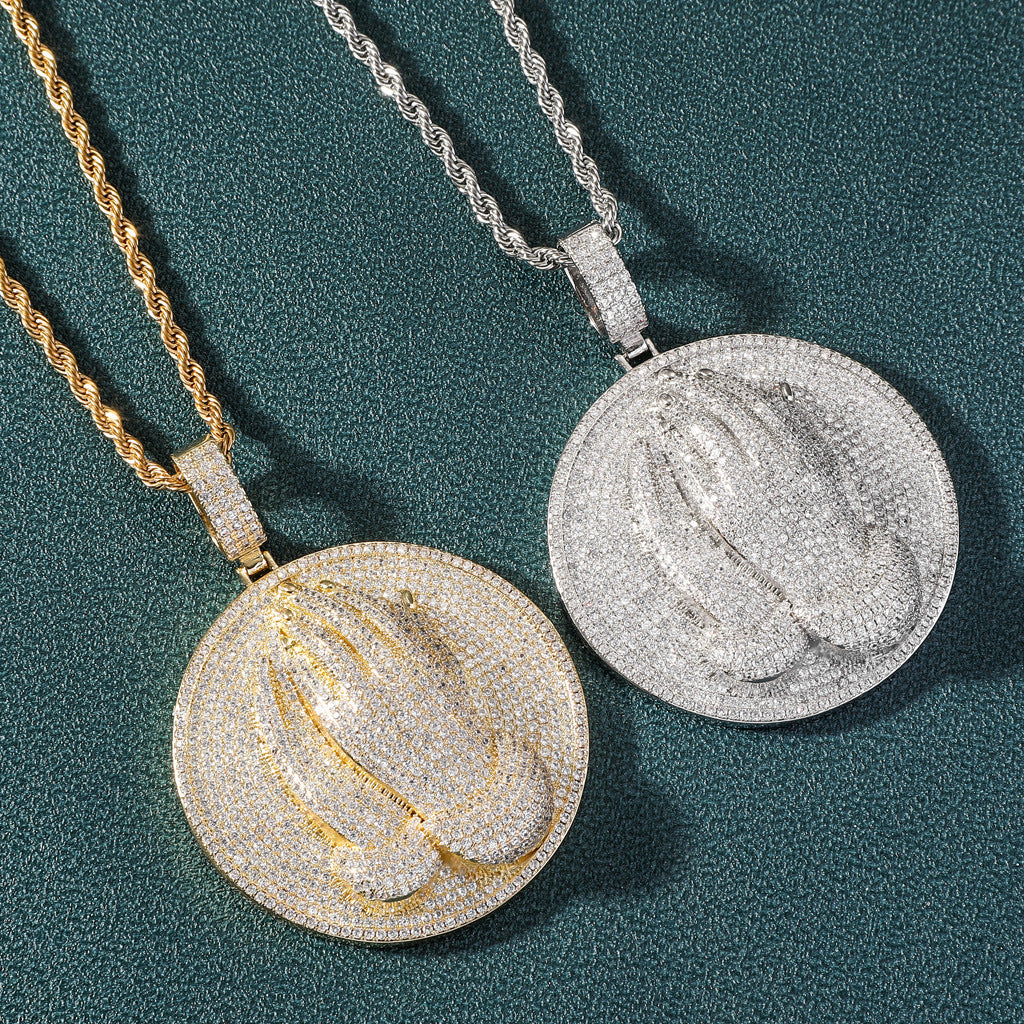 Gold Plated of Religious Hands Prayer Micro-Zirconia Pendant Tripodjewelry