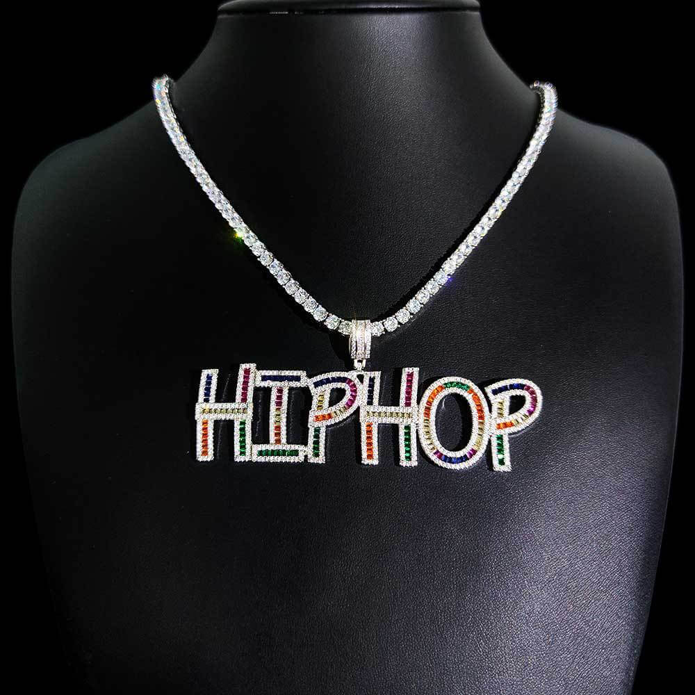 Colorful Zircon Custom Letter Pendant Necklace Stitching TRIPOD JEWELRY