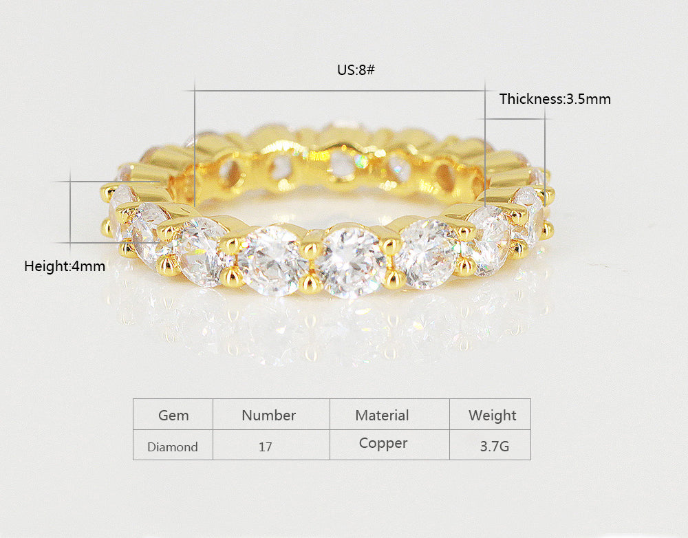 18K Gold Single Eternity Ring Tripodjewelry