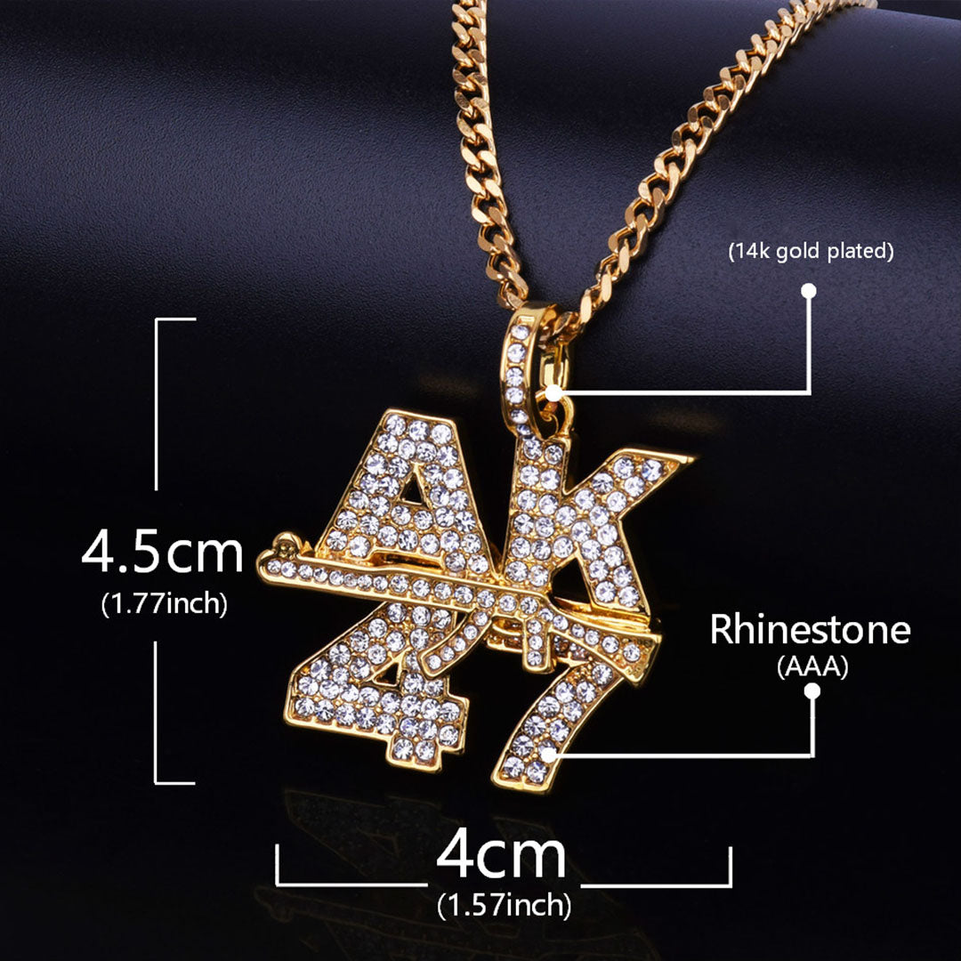 18k Gold Iced AK47 Letter Pendant Tripodjewelry