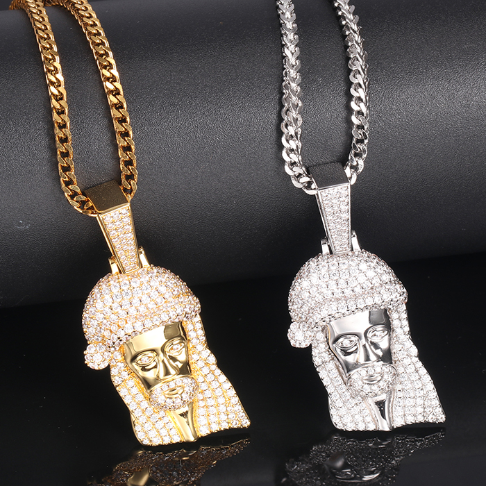18k Gold Iced Out Jesus Pendant Tripodjewelry