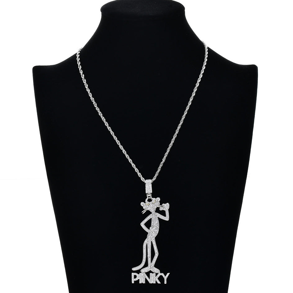 Gold Plated Iced Out Hip-Hop Leopard Pendant Tripodjewelry