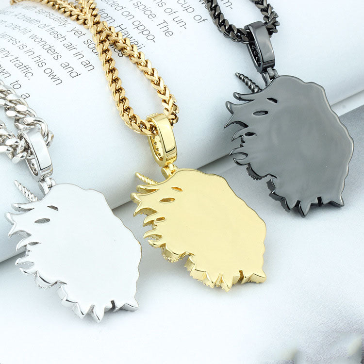 18k/White Gold Iced Out Unicorn Pendant Necklace For Men Jewelry Tripodjewelry