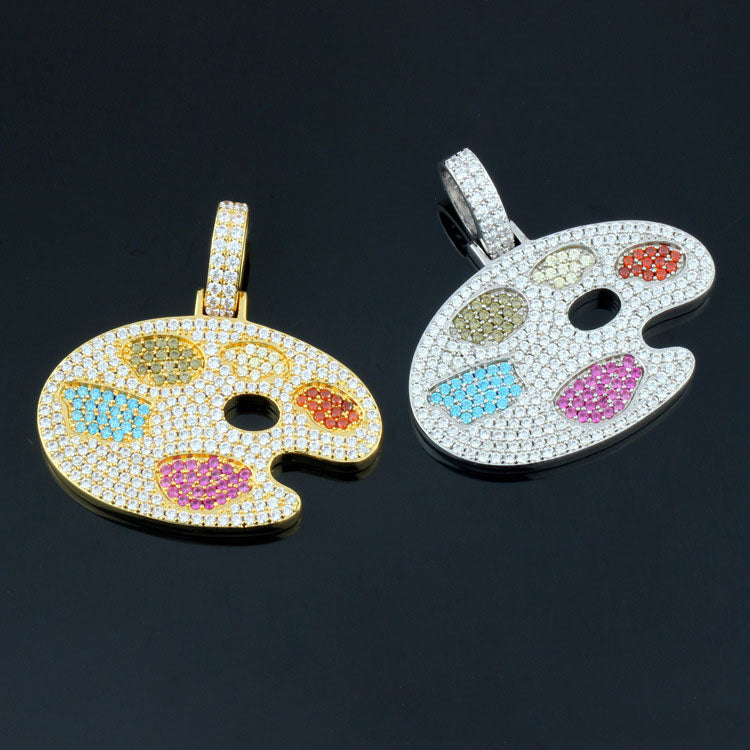 18k/White Gold Iced Drawing Board Pendant Tripodjewelry