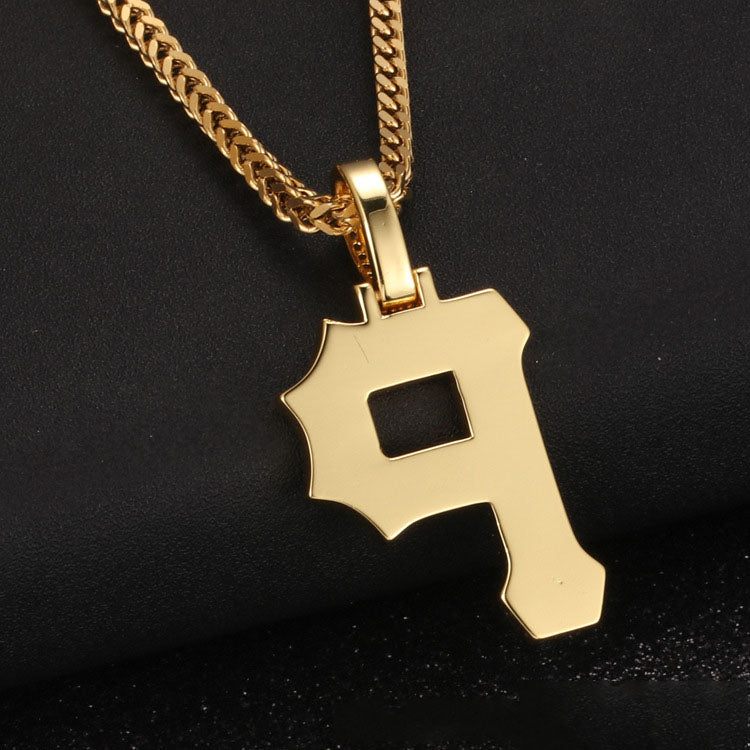 14k/White Gold Iced Out P Letter Pendant Initial necklace Tripodjewelry
