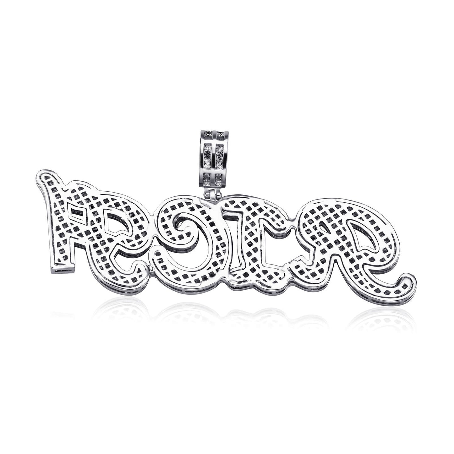 Iced Out Custom Baguette Letters Pendant Necklace For Men White Gold TRIPOD JEWELRY