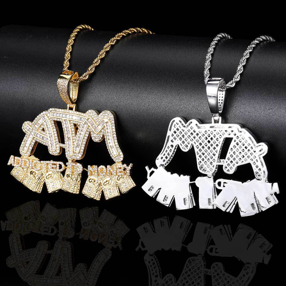 Gold/White Gold Zircon Letter ATM Pendant TRIPOD JEWELRY