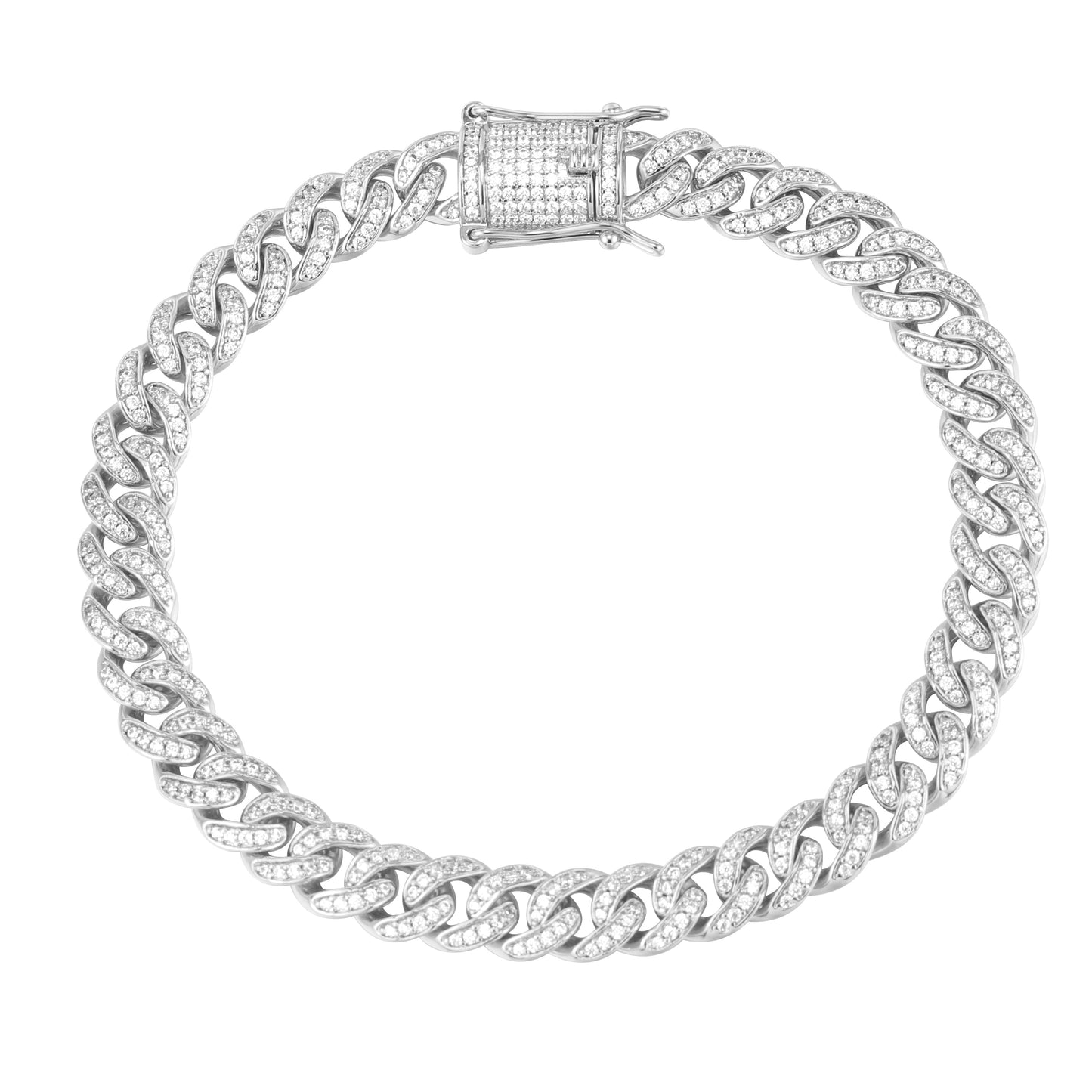 8MM White Gold Diamond Micro Cuban Link Chain Necklace Tripodjewelry