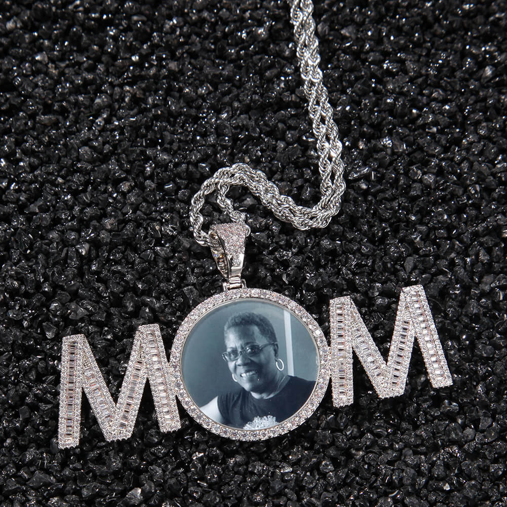 Round Diamond Custom Mom Photo Pendant Tripodjewelry