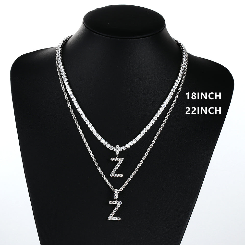 White Gold Personalized Letter Pendant - Tripodjewelry