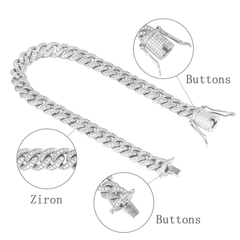 8MM White Gold Plated Iced Out Micro Cuban Link Bracelet - Tripodjewelry
