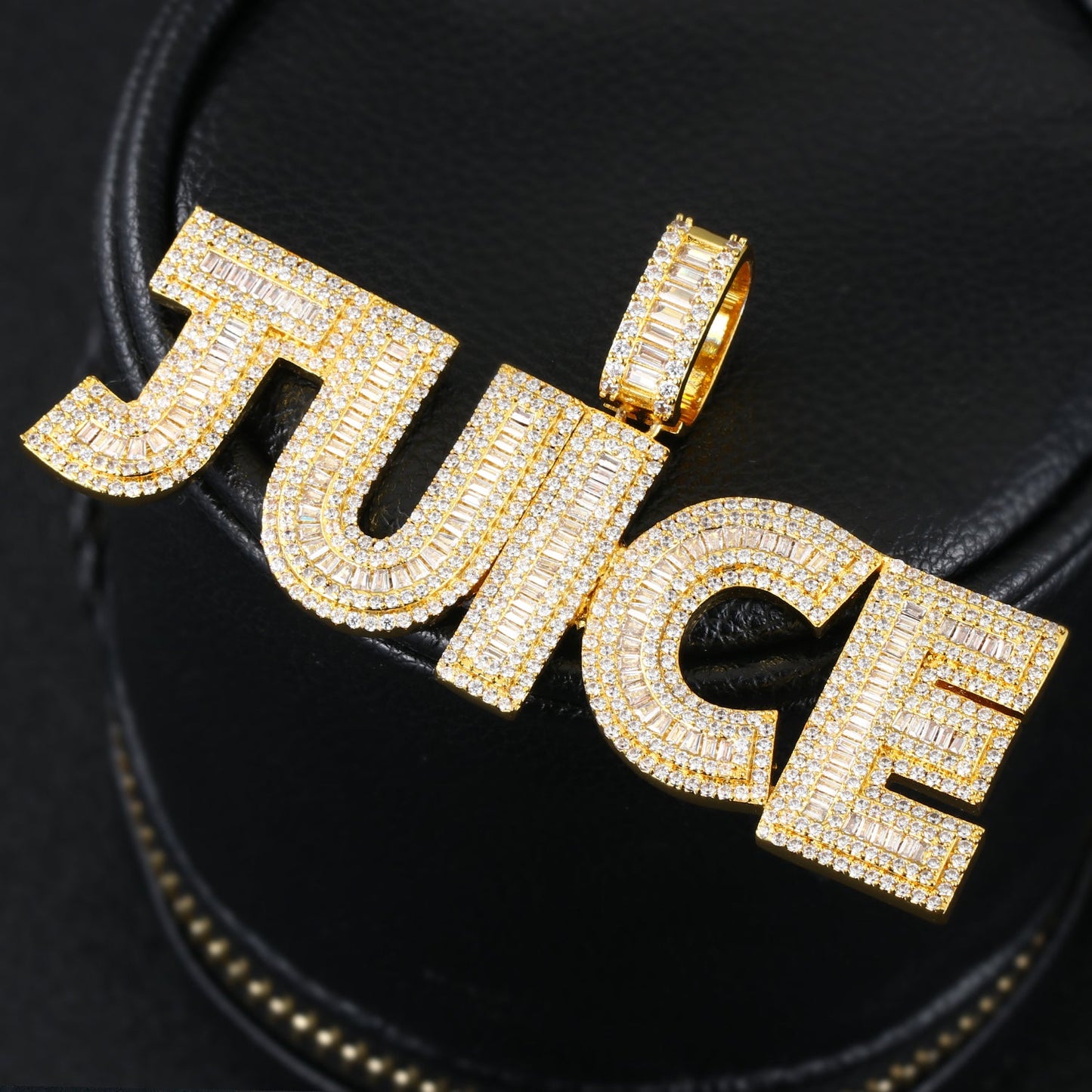 14K/White/Rose Gold Diamond English Letter Juice Pendant Tripodjewelry
