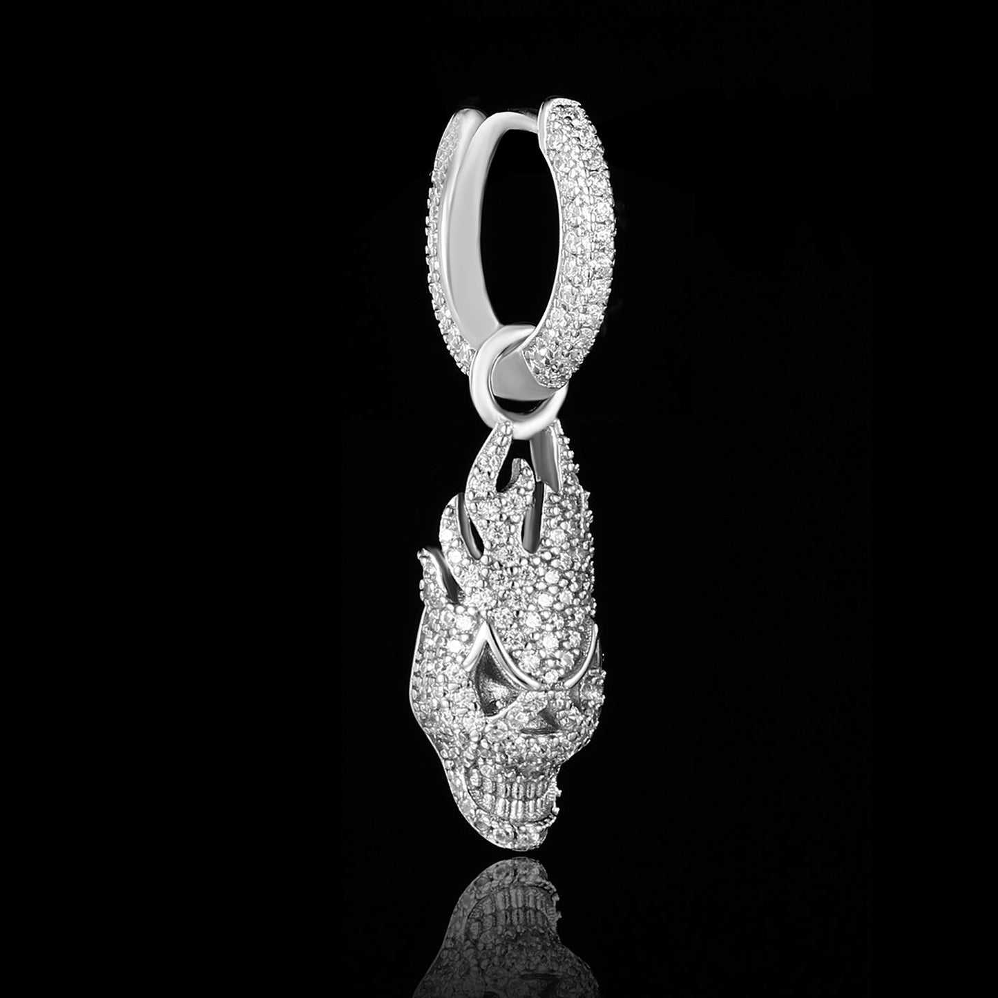 White Gold Iced Out Devil Earrings Tripodjewelry