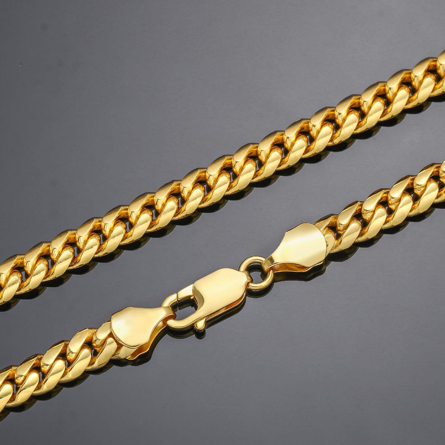 3/4/5/6MM Gold Plated Lobster Lock Miami Cuban Link Chain Necklace Tripodjewelry