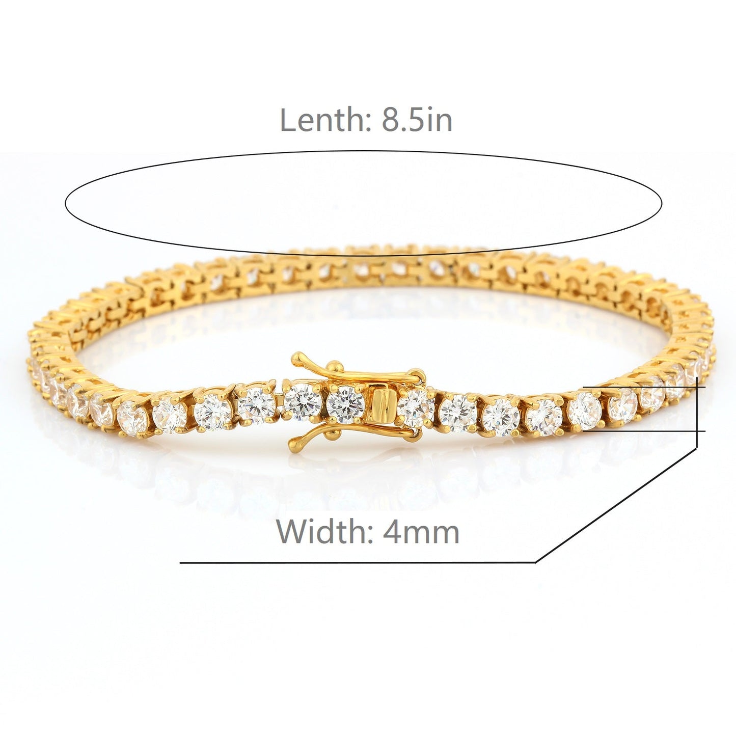 4MM 18K/ White Gold Stainless Steel Tennis Bracelet Thegoldlinks
