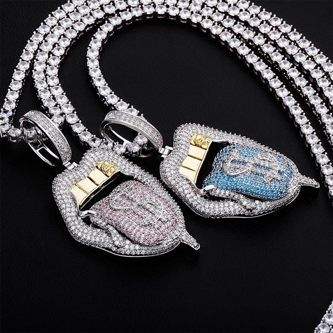 Big Mouth Tongue Dollar Hip Hop Pendant Hip Hop Jewelry Necklace Tripodjewelry