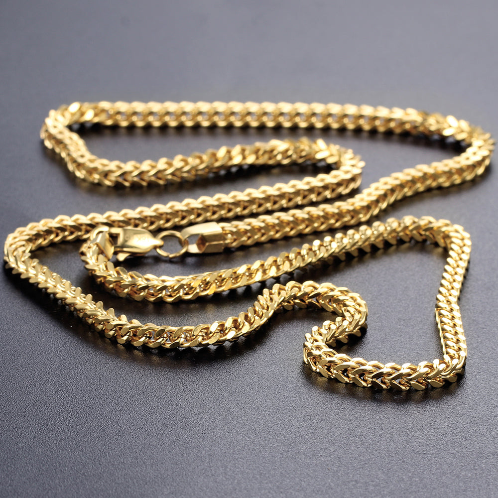 3MM 18K Gold Plated Stainless Steel Franco Chain Necklace Tripodjewelry