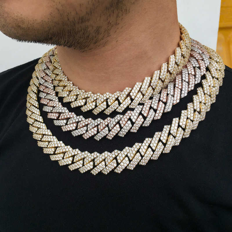 19MM 18K Gold Plated Prong Iced Out Cuban Link Chain Necklace - Tripodjewelry