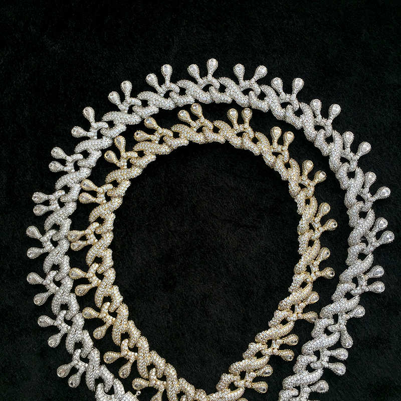24MM White Gold Plated Iced Out Flipping Dripping Infinity Link Chain Necklace - Tripodjewelry
