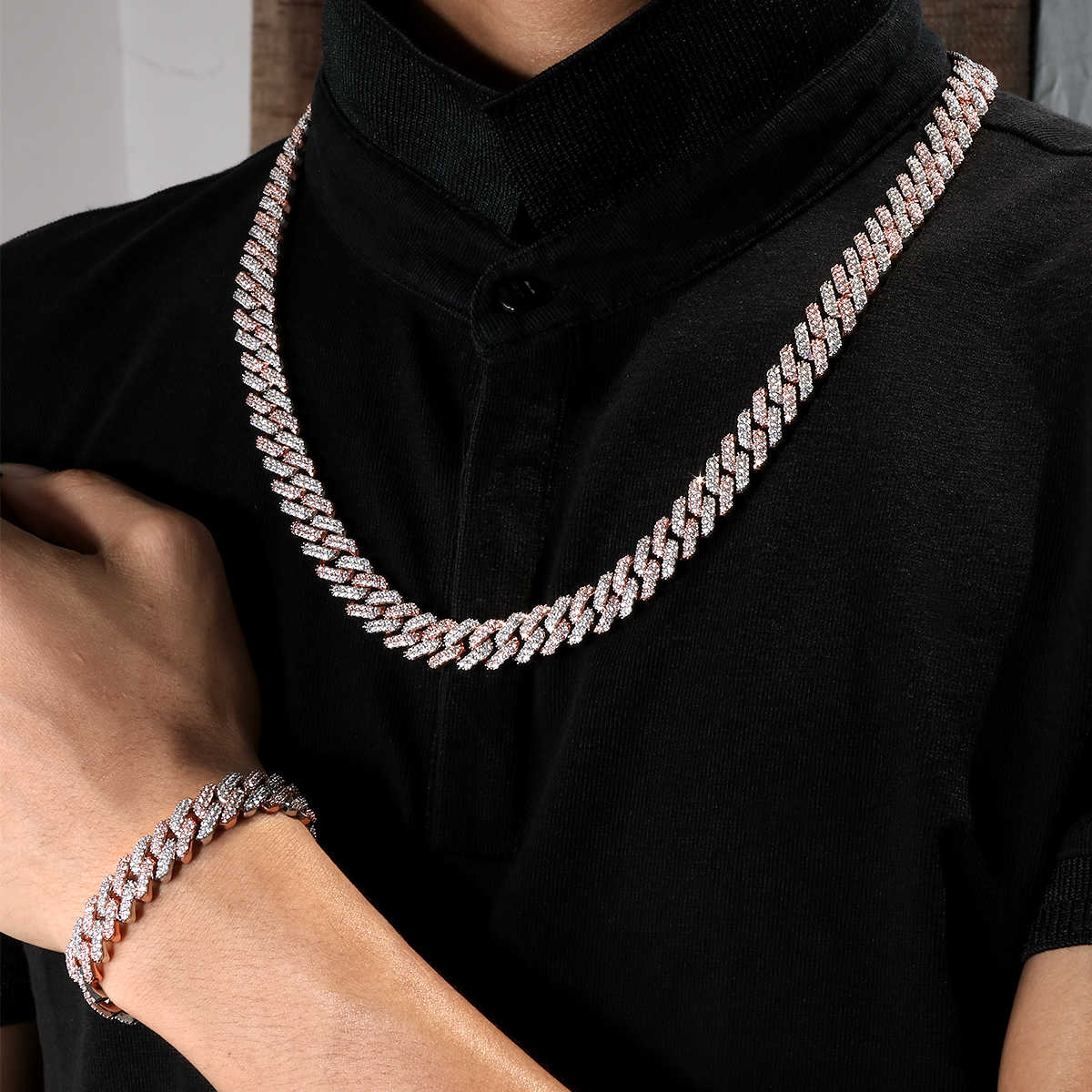 12MM 2 Tone Plated Iced Out Cuban Link Bracelet - Tripodjewelry