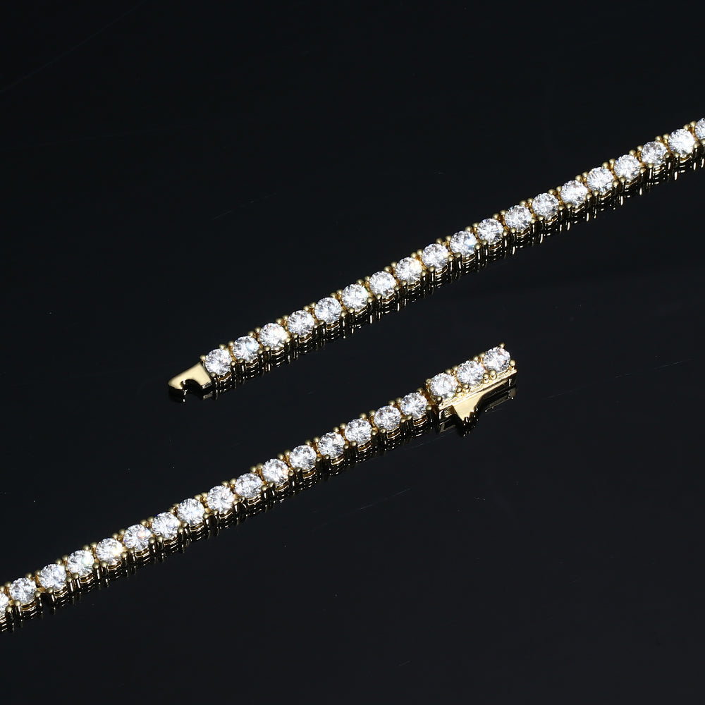 3MM Gold Plated Tennis Chain Necklace Tripodjewelry