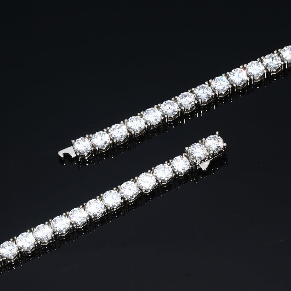 4MM White Gold Plated Tennis Chain and Bracelet Set Tripodjewelry