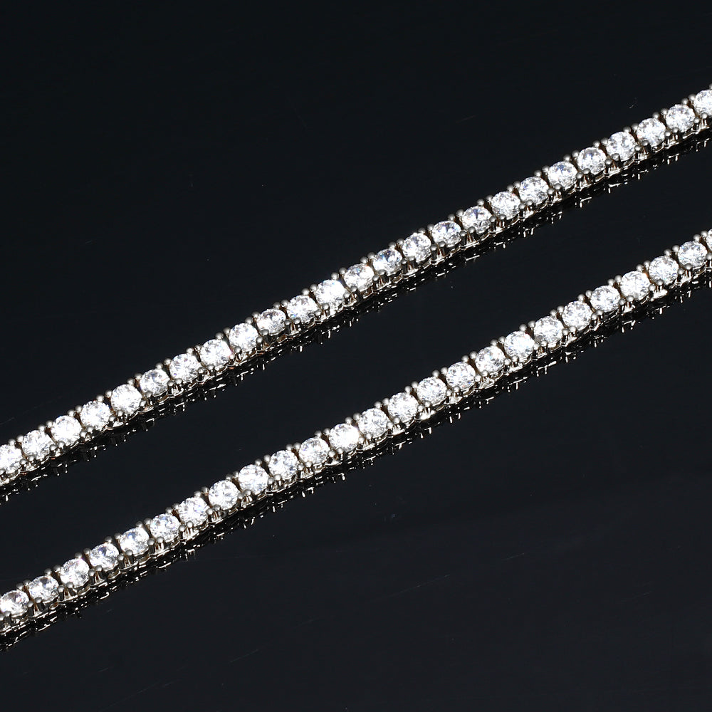 4MM White Gold Plated Tennis Chain Necklace - Tripodjewelry