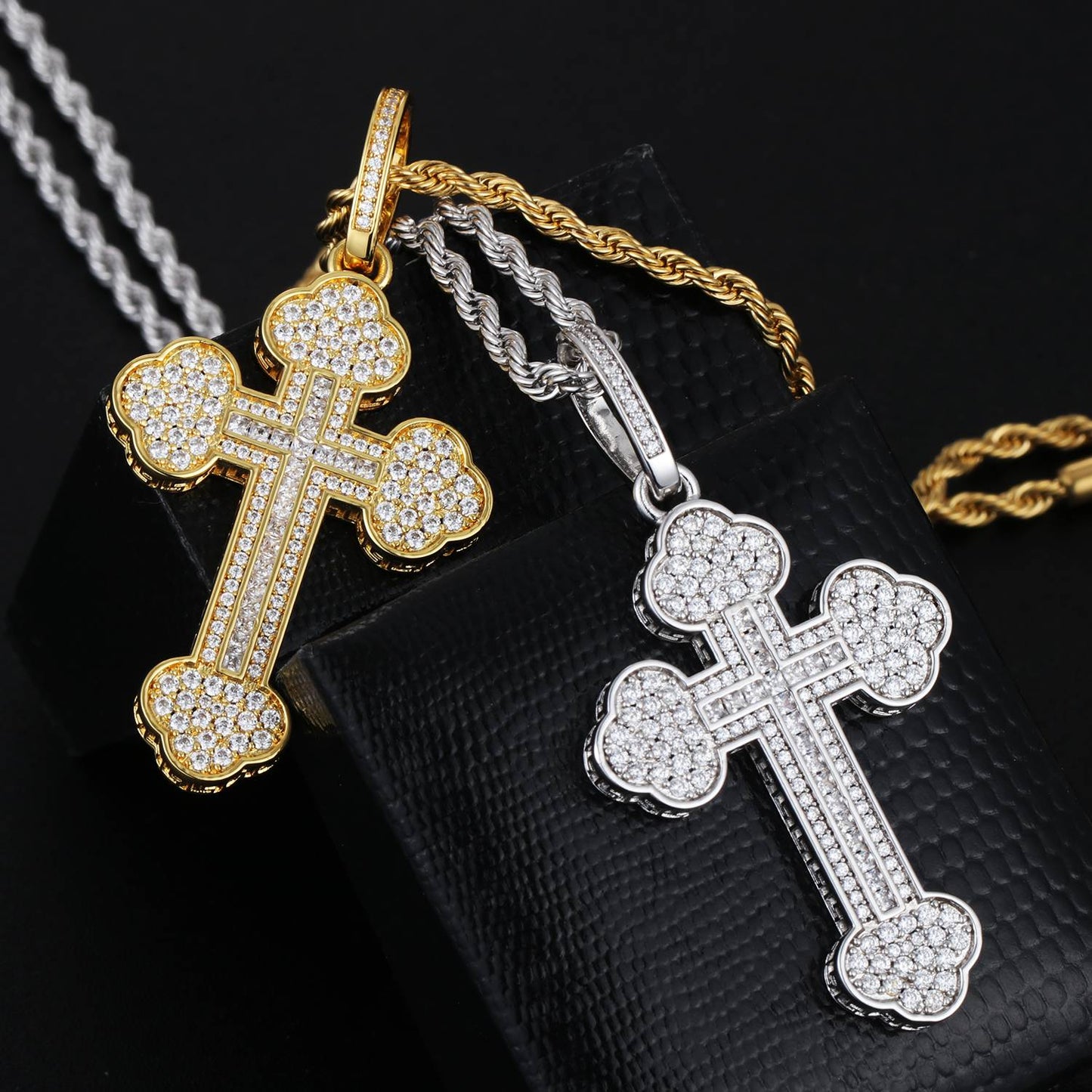 Gold Cloud Cross Pendant - Tripodjewelry