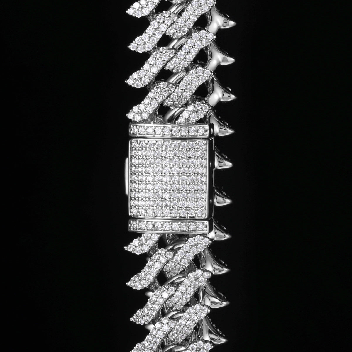 15MM White Gold Plated Simulated Iced Out Cuban Link Bracelet Tripodjewelry